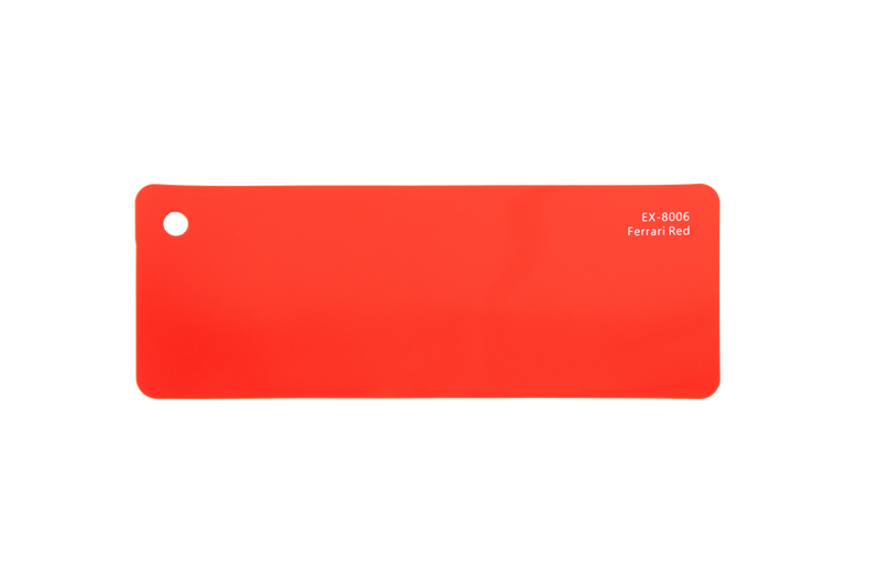 Premium PPF colour swatch in Ferrari Red - Ozone Shield