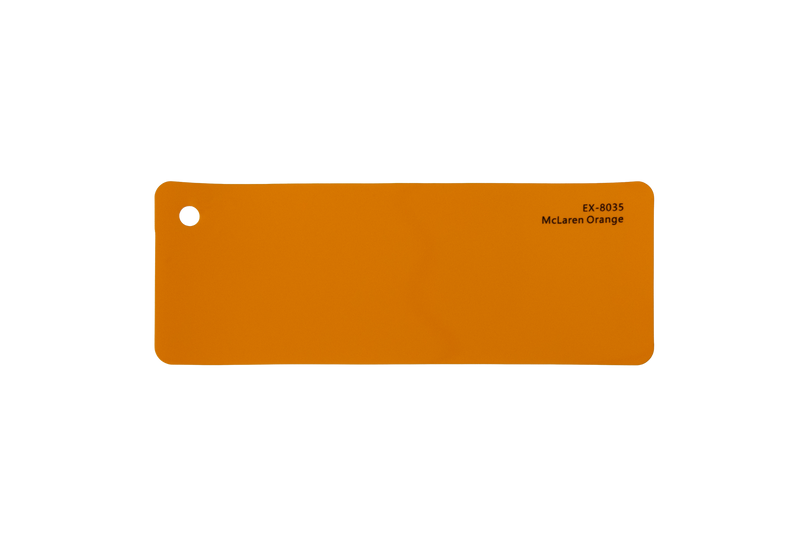 Premium PPF colour swatch in McLaren Orange - Ozone Shield