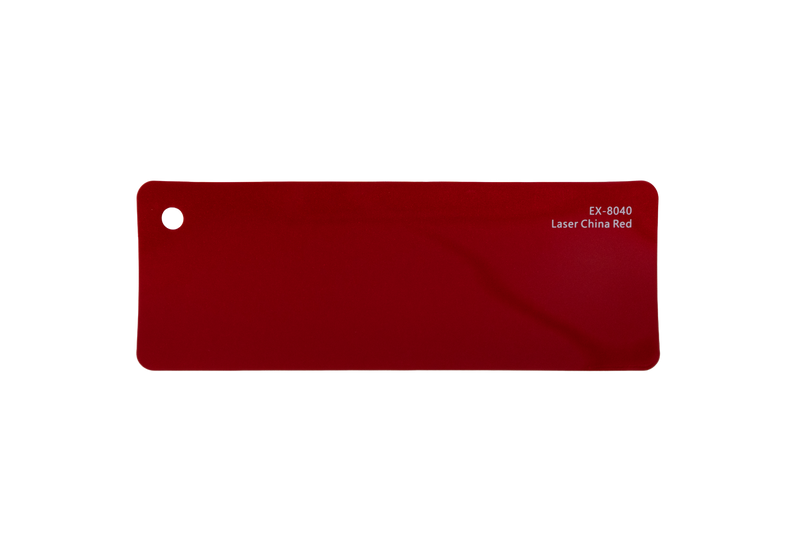 Premium PPF colour swatch in Laser China Red - Ozone Shield