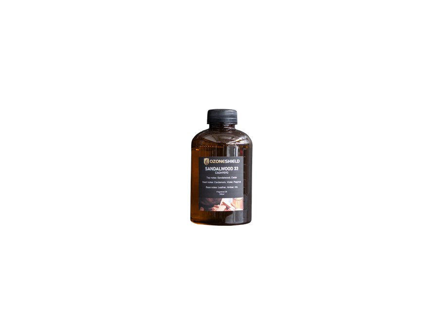 Sandalwood 33 diffuser fragrance oil bottle by Ozone Shield